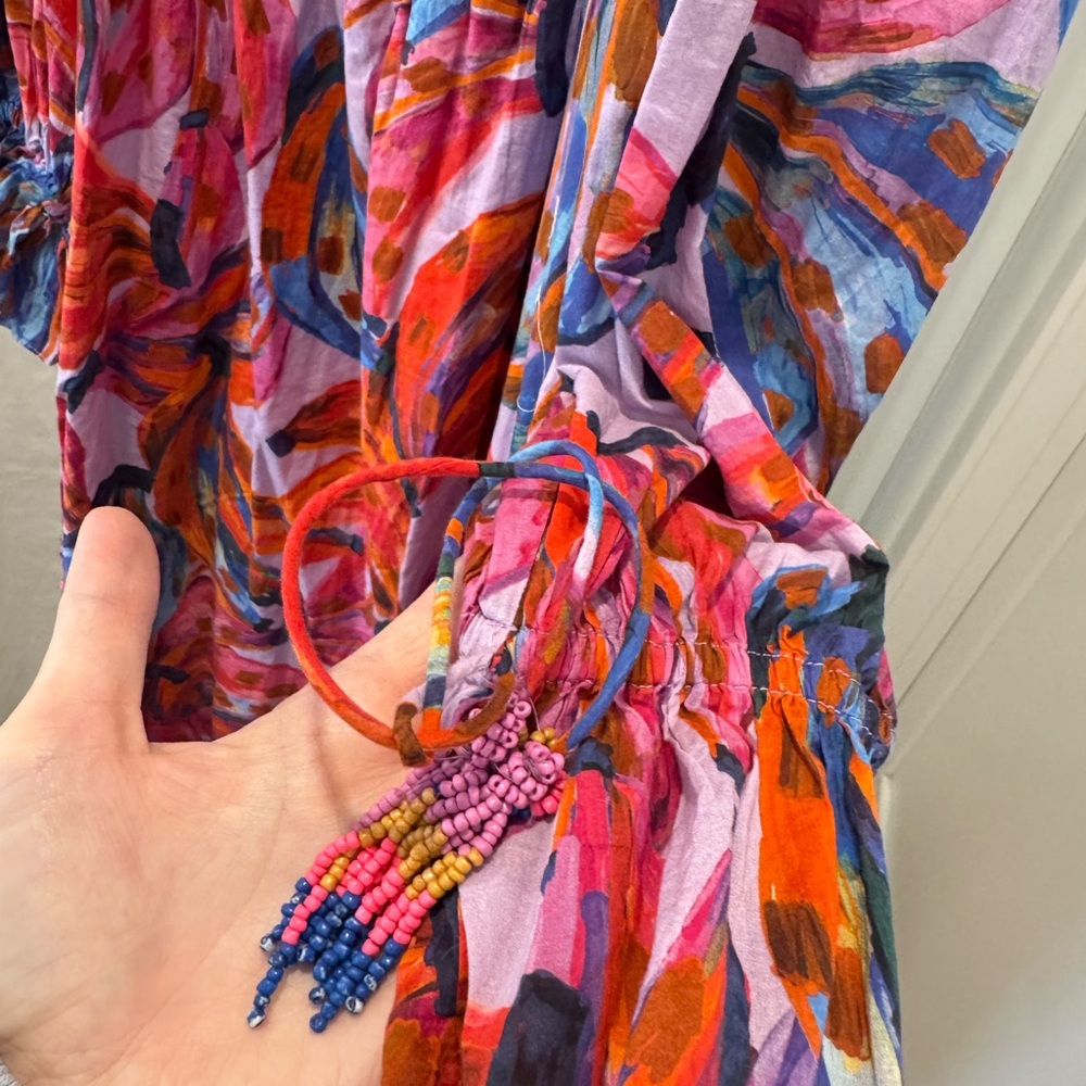 FARM Rio Tropical Banana Pink Maxi Dress size L - Picture 7 of 12